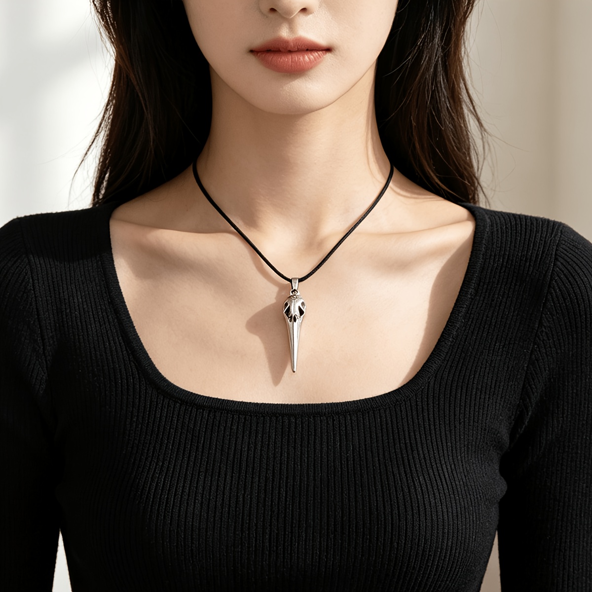 3pc Handmade Bull Head & Bird Skull Pendant Necklace Set